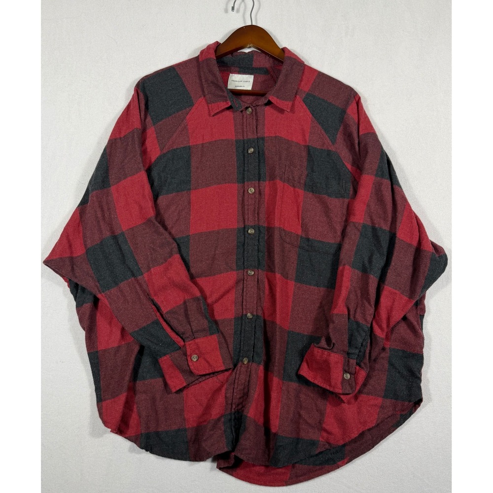 American Eagle XL Red Black Buffalo Plaid Oversized Flannel Button Down Shirt